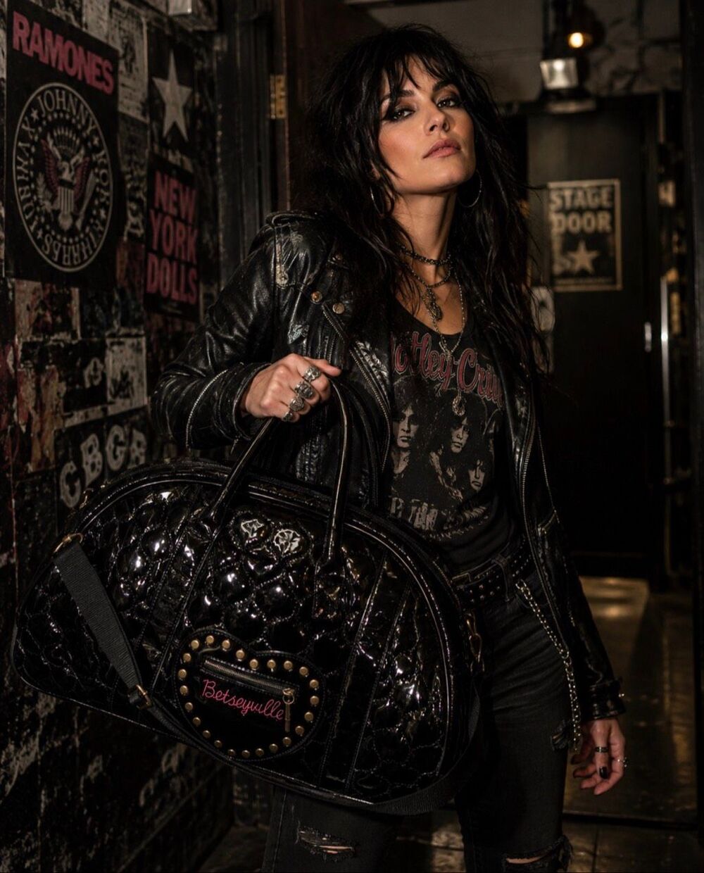 Betseyville Vintage paten leather quilted heart  Boudoir Sexy Kitsch weekender
